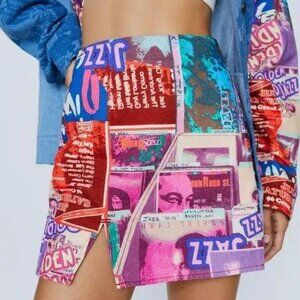 Nasty Gal Jazz Print Suede Skirt